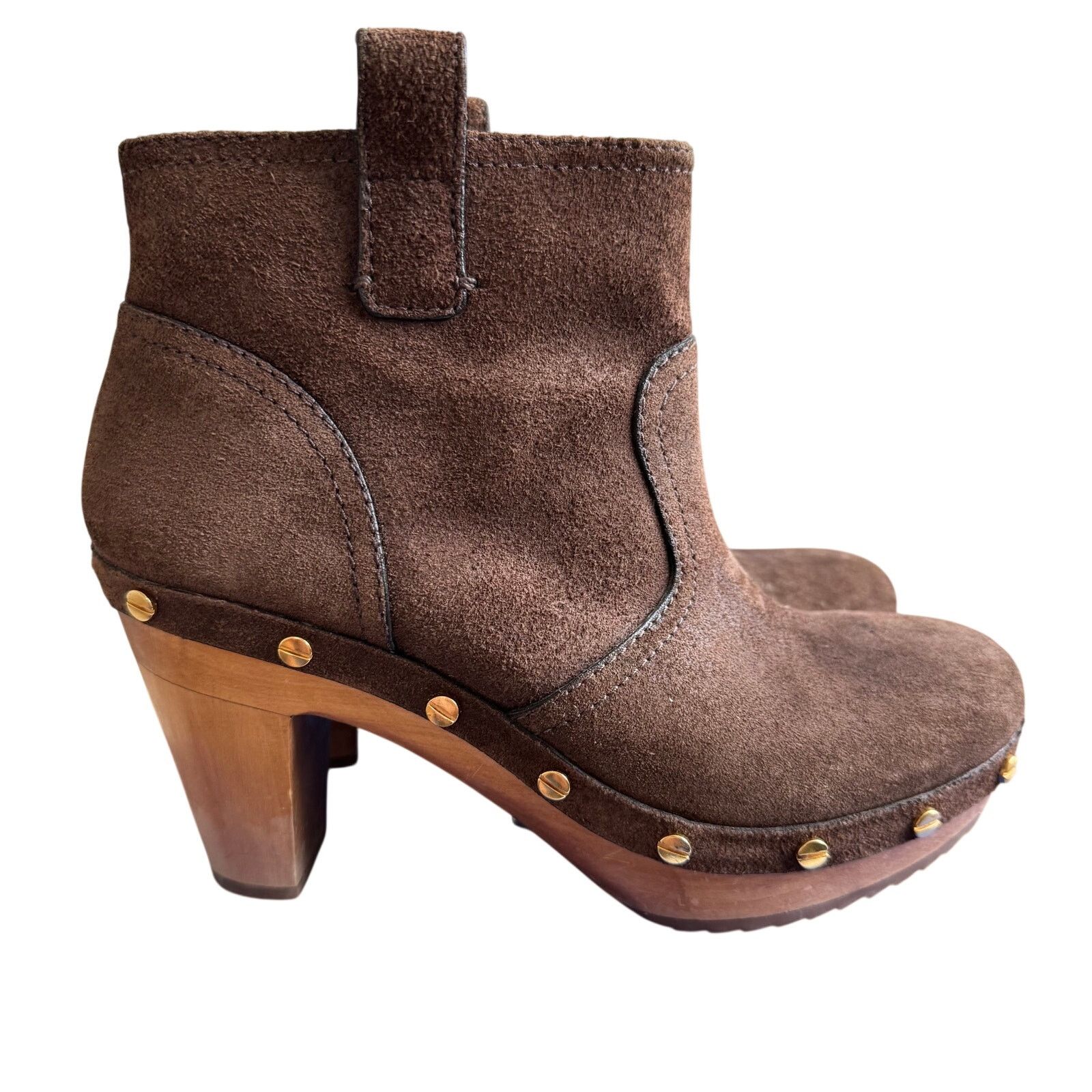Tory Burch Tory Burch Ginevra Brown Suede Clog Studded Ankle Booties Size US 7 / IT 37 - 1 Thumbnail