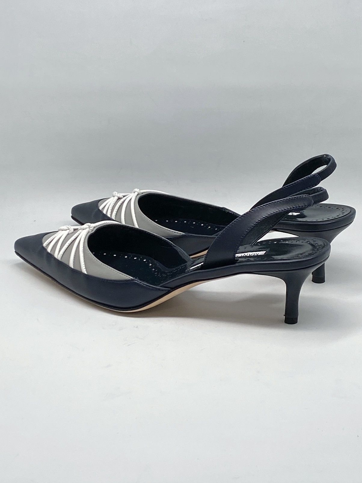 Manolo Blahnik Manolo Blahnik Maretsli 50MM Leather Slingback Pumps size 39 Size US 9 / IT 39 - 6 Thumbnail