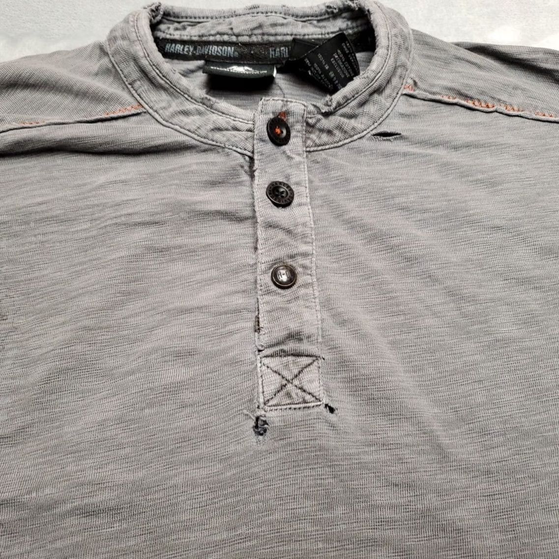 Harley Davidson Harley-Davidson Shirt Mens 2XL Gray Fully Embroidered Long Sleeve Y2K Casual Tee Size US XXL / EU 58 / 5 - 4 Thumbnail