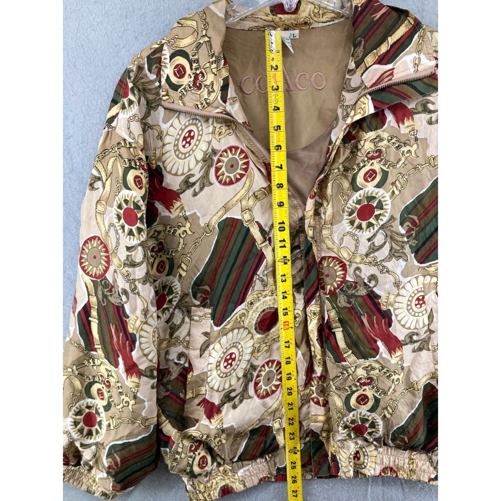 Vintage Coaco Womens Equestrian Jacket Large 100% Silk Chains Size L / US 10 / IT 46 - 3 Thumbnail
