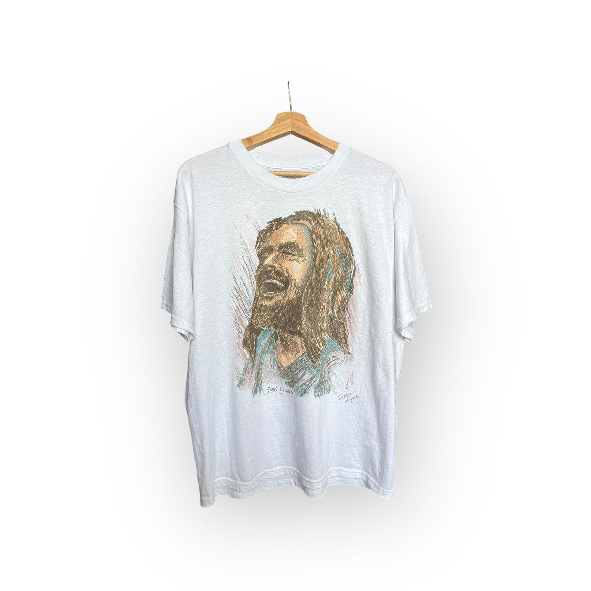 Hanes Jesus Laughing Graphic T-Shirt – Hanes Heavyweight (L/XL) Size US L / EU 52-54 / 3 - 1 Thumbnail