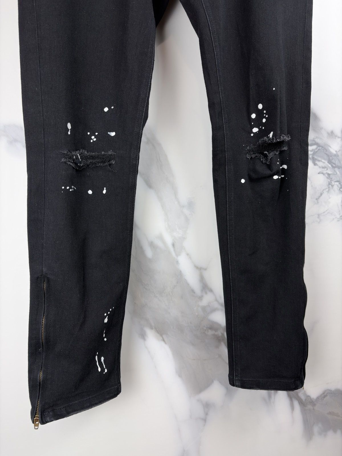 Number (N)ine Number (N)ine Music Note Paint Distressed Zip Denim Jeans Size US 28 / EU 44 - 4 Thumbnail