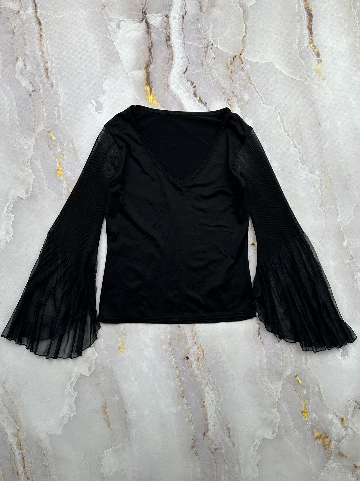 Japanese Brand Vintage Long Sleeve With Flared Mesh Sleeves Size XS / US 0-2 / IT 36-38 - 1 Thumbnail