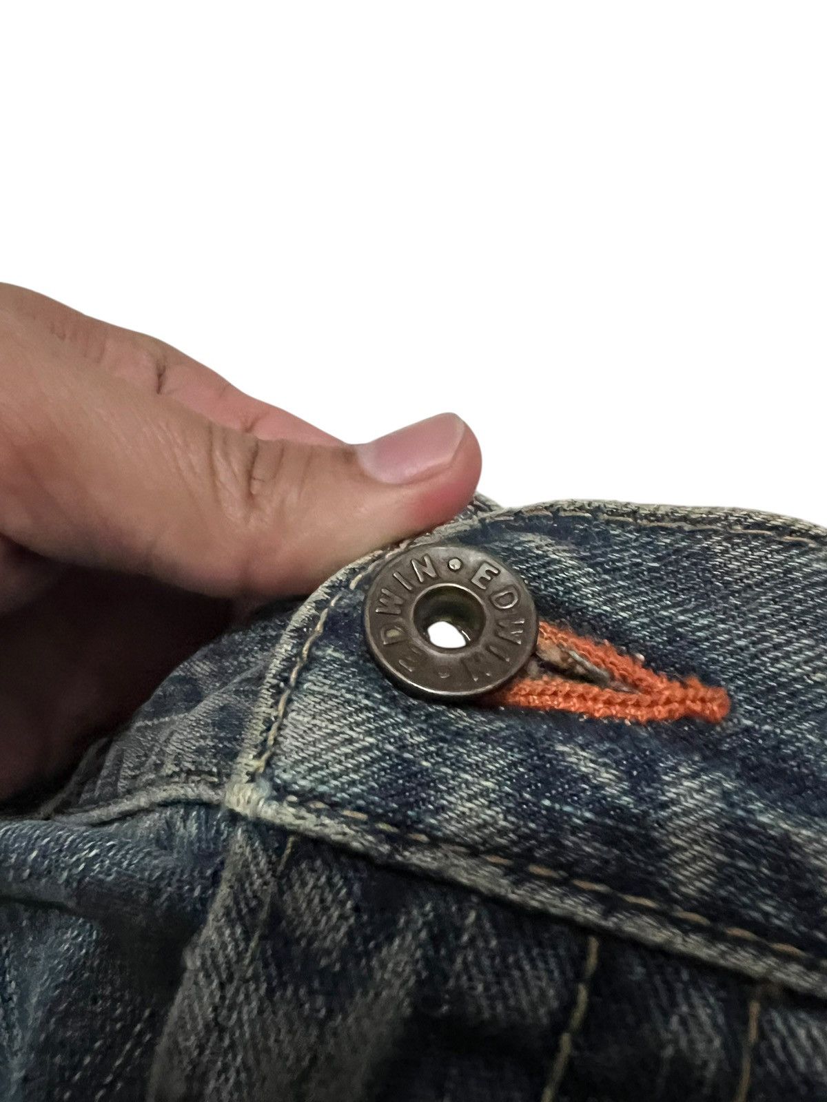 Edwin 💥Baggy💥Vintage Edwin XVS Faded Distress Backle Back Jean Size US 37 - 9 Thumbnail