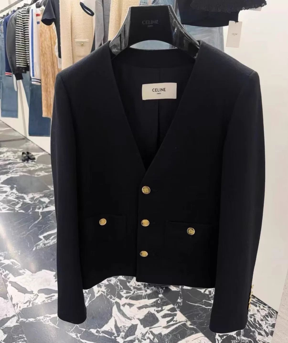 Celine Celine Black Gold Buttons Cashmere Jacket 36 Size XS / US 0-2 / IT 36-38 - 8 Thumbnail