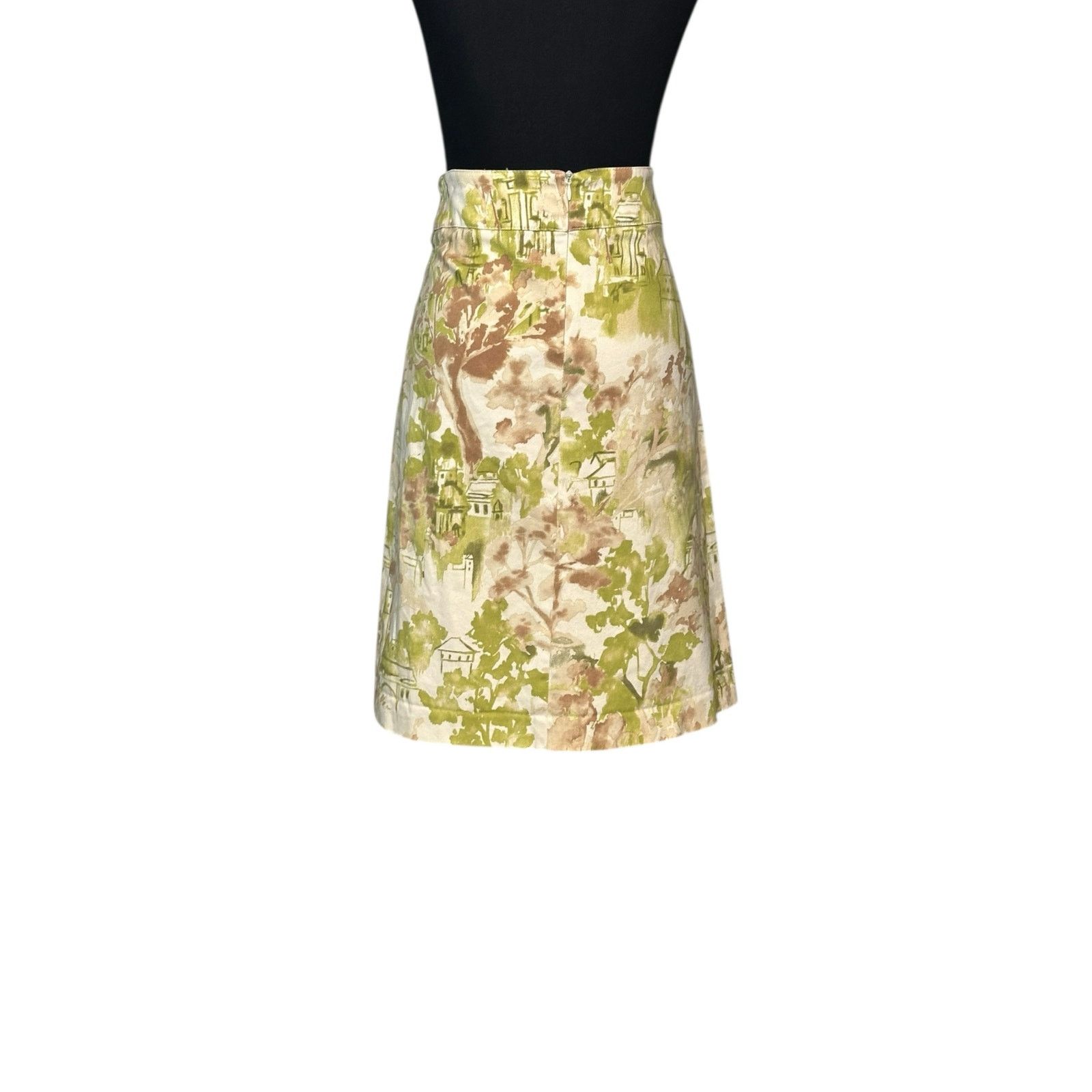 Zara Zara cream green floral print front pleated skirt size small Size 28" / US 6 / IT 42 - 9 Thumbnail