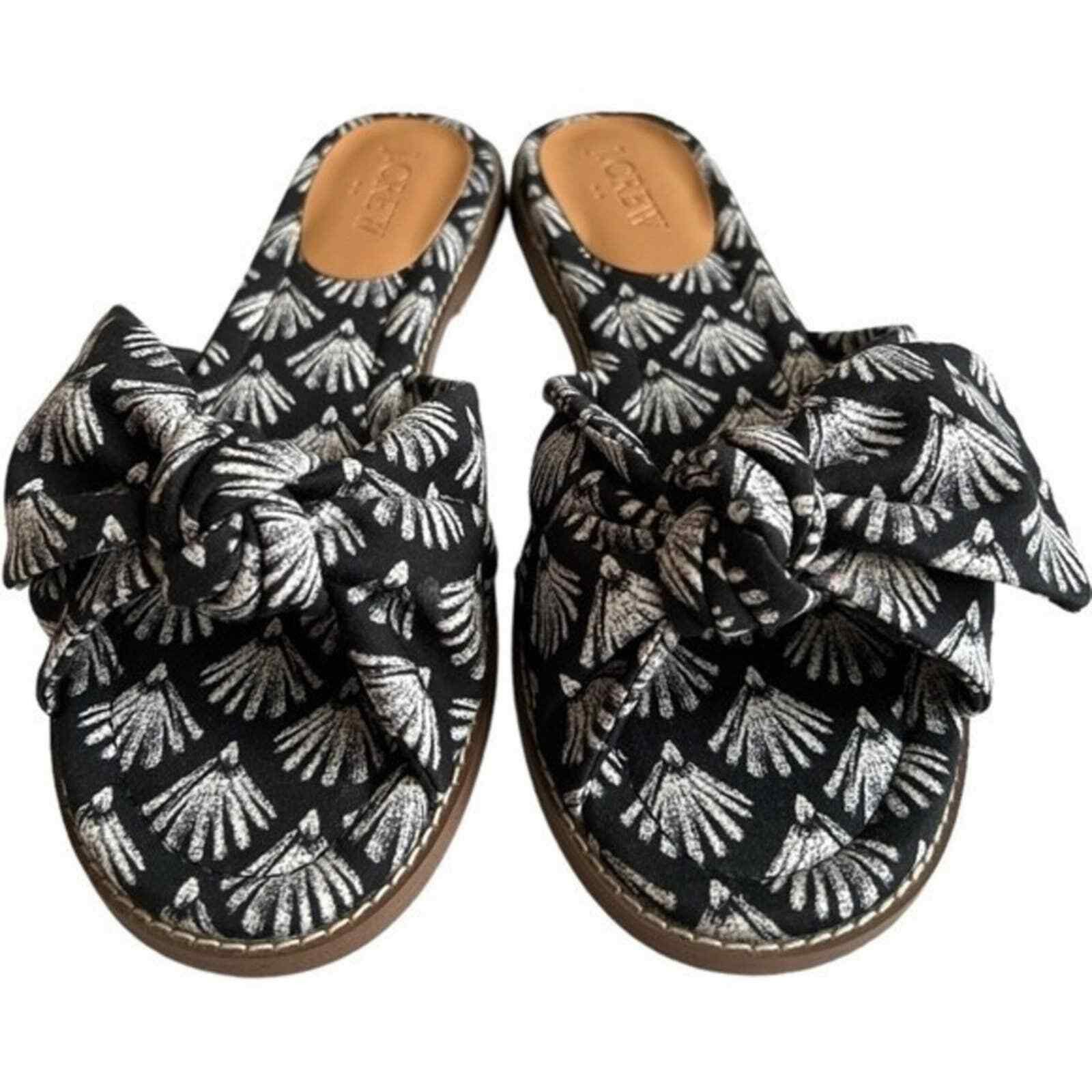 J.Crew J.Crew Black Ivory Printed Knot Slide Sandals, US7 Size US 7 / IT 37 - 10 Thumbnail