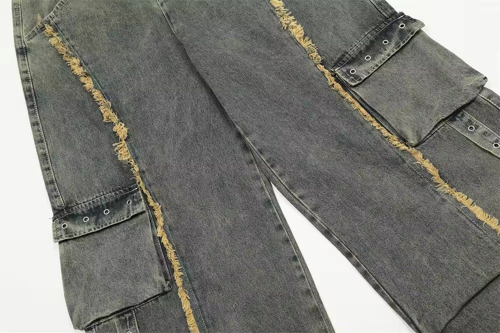 Designer × Vintage Streetwear Cargo Washed Distressed Blue Multi Pockets Jeans Size US 29 - 7 Thumbnail