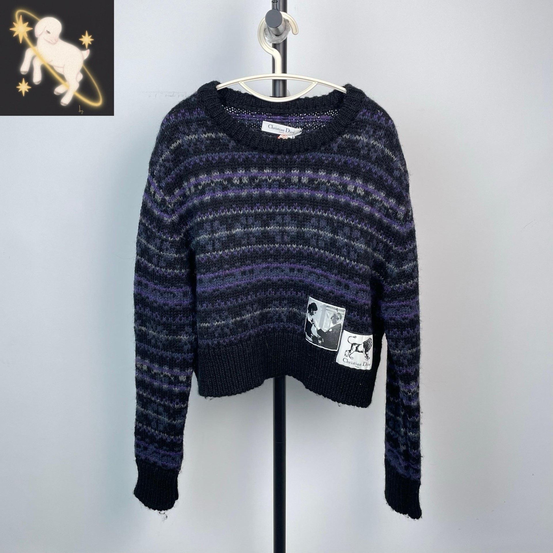 Dior Dior Wool Graphic Blue Sweater 25 Women Size XS / US 0-2 / IT 36-38 - 1 Thumbnail