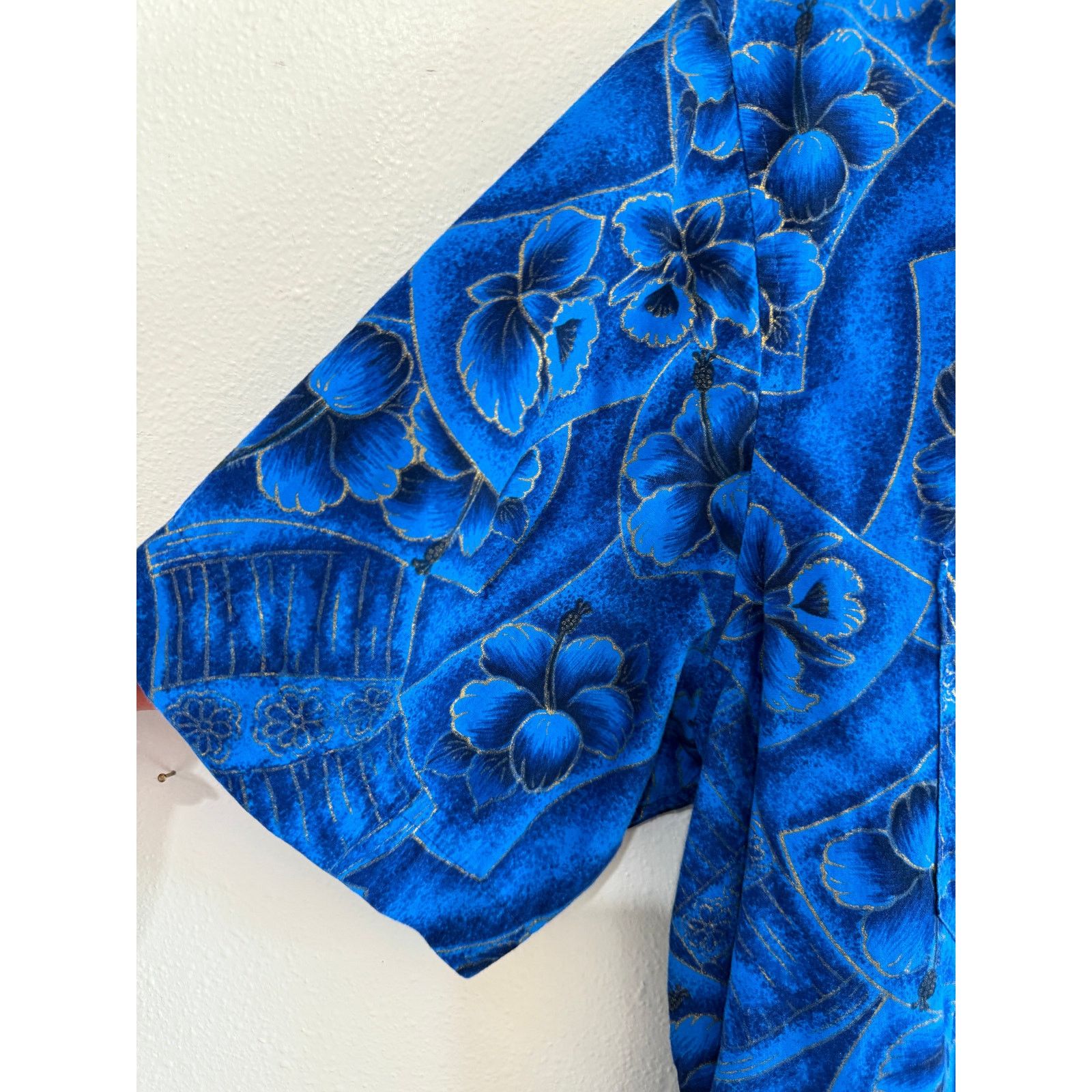 Vintage 70s Blue Hawaiian Tiki Button Up size large Size US L / EU 52-54 / 3 - 3 Thumbnail