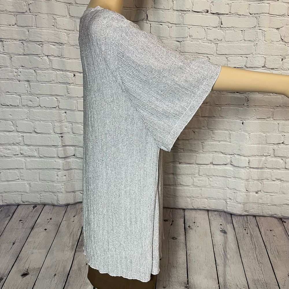 Zara Zara V-neck Ribbed Knit Short Sleeve Grey Tunic Size XL Size XL / US 12-14 / IT 48-50 - 3 Thumbnail
