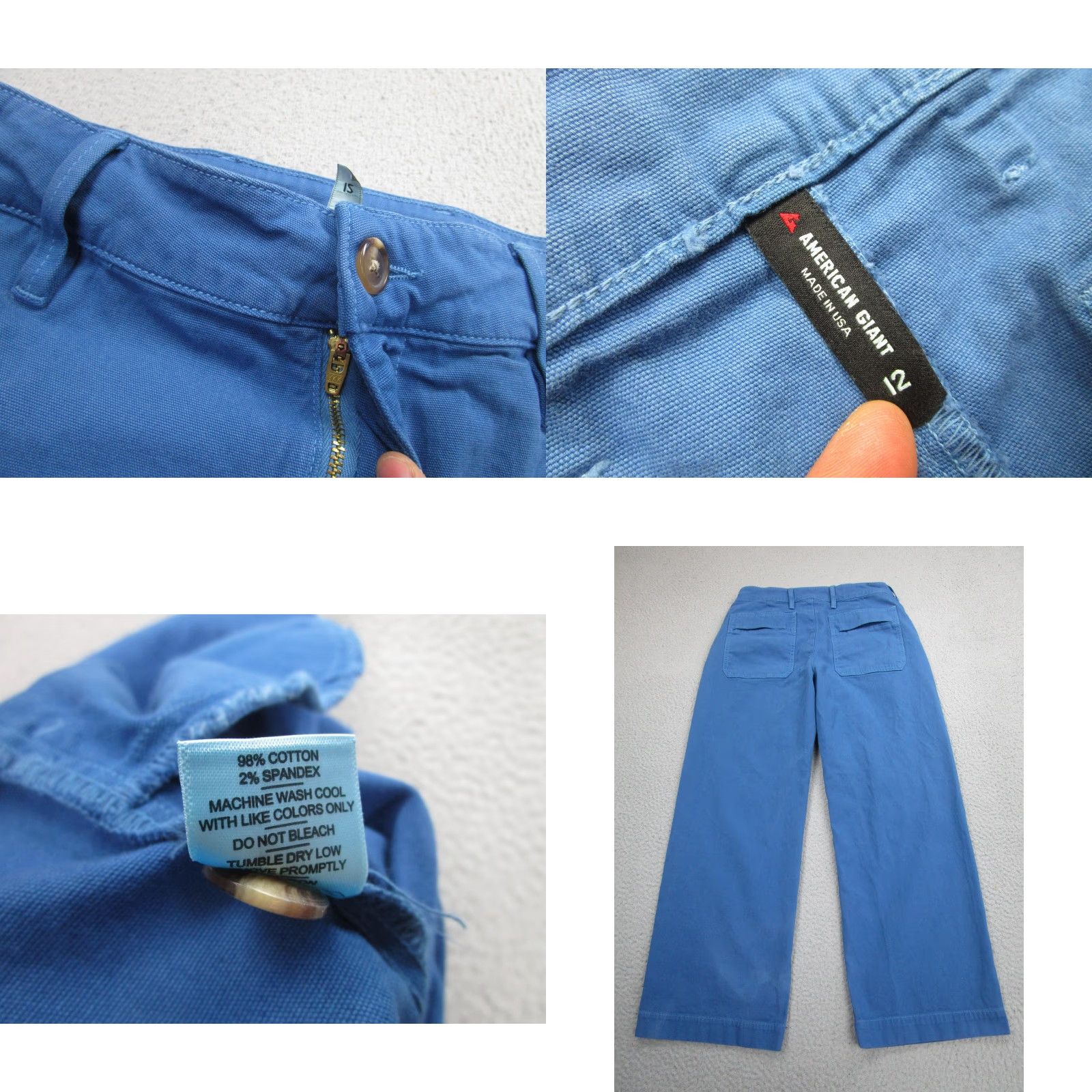 Vintage American Giant Pants 12 Blue Wide Leg Chino Made USA Women Size 34" / US 12 / IT 48 - 8 Thumbnail