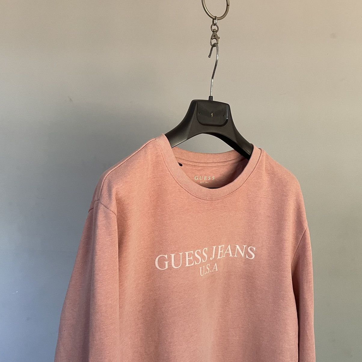 Guess × Vintage Y2K Guess Baby Pink Crewneck Sweatshirt Size US M / EU 48-50 / 2 - 3 Thumbnail