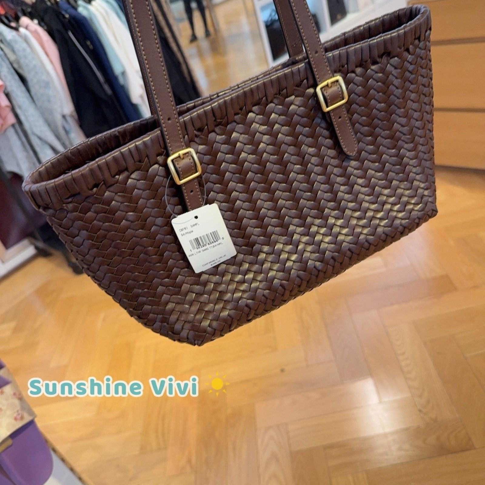 Coach NWT Coach Woven Leather Swing Tote Carryall Bag CBF83 Maple Size ONE SIZE - 8 Thumbnail