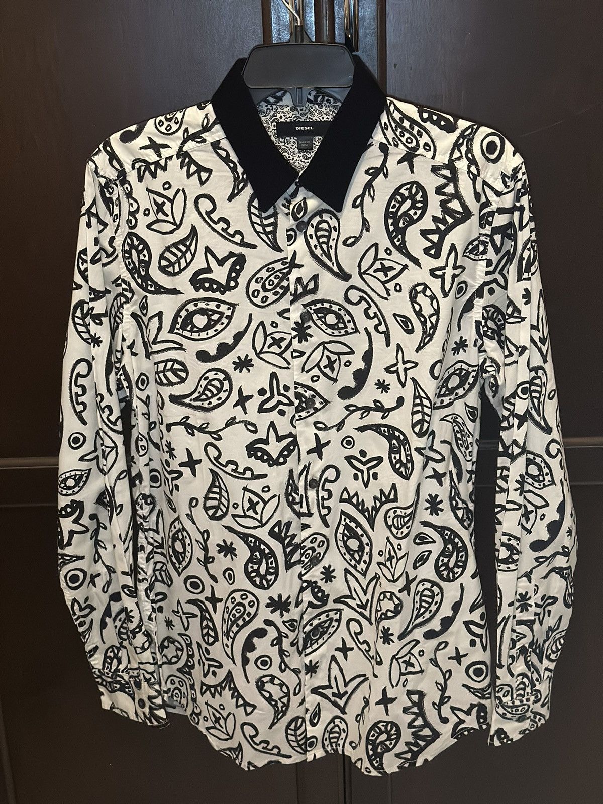 image of Diesel S-Crows 0Saqt Long Sleeve Shirt in White, Men's (Size Medium)