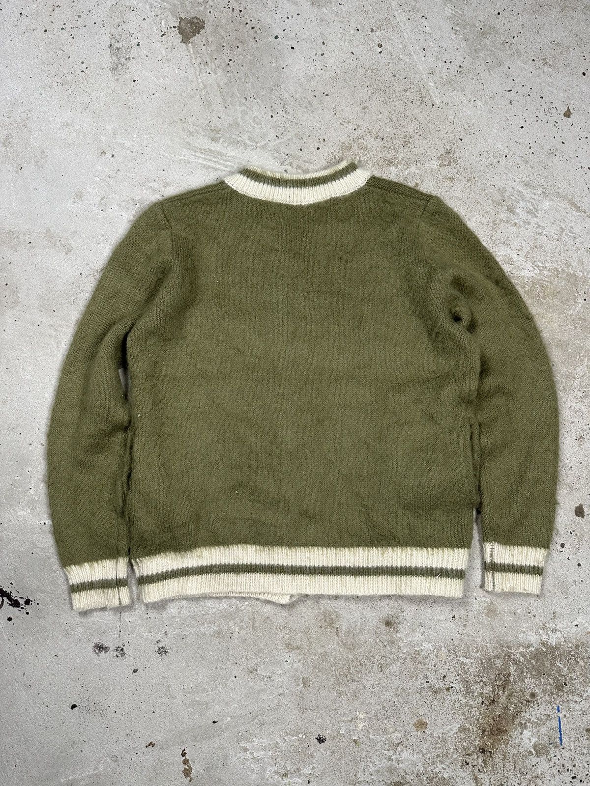 Japanese Brand × Vintage Vintage Y2K Wool & Mohair Olive Cardigan Sweater Knit Size US M / EU 48-50 / 2 - 2 Thumbnail