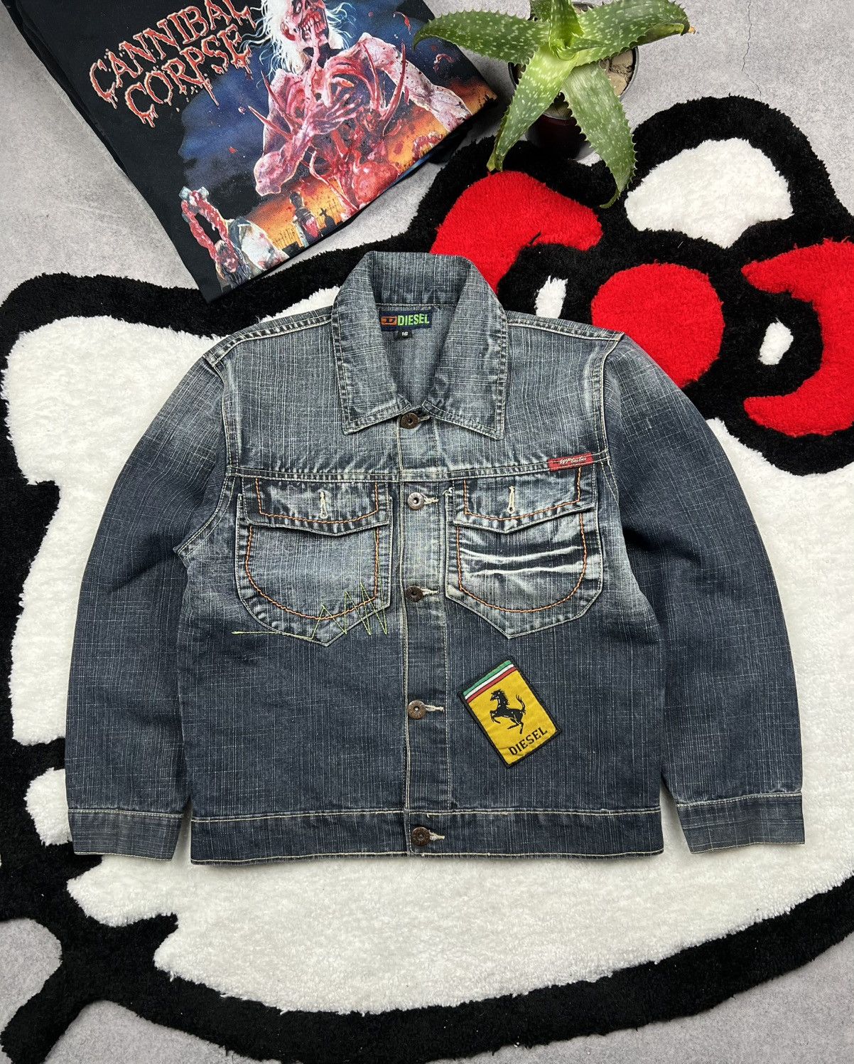 Japanese Brand Vintage Diesel Faded Distressed Racing Denim Y2K Jacket Size S / US 4 / IT 40 - 1 Thumbnail