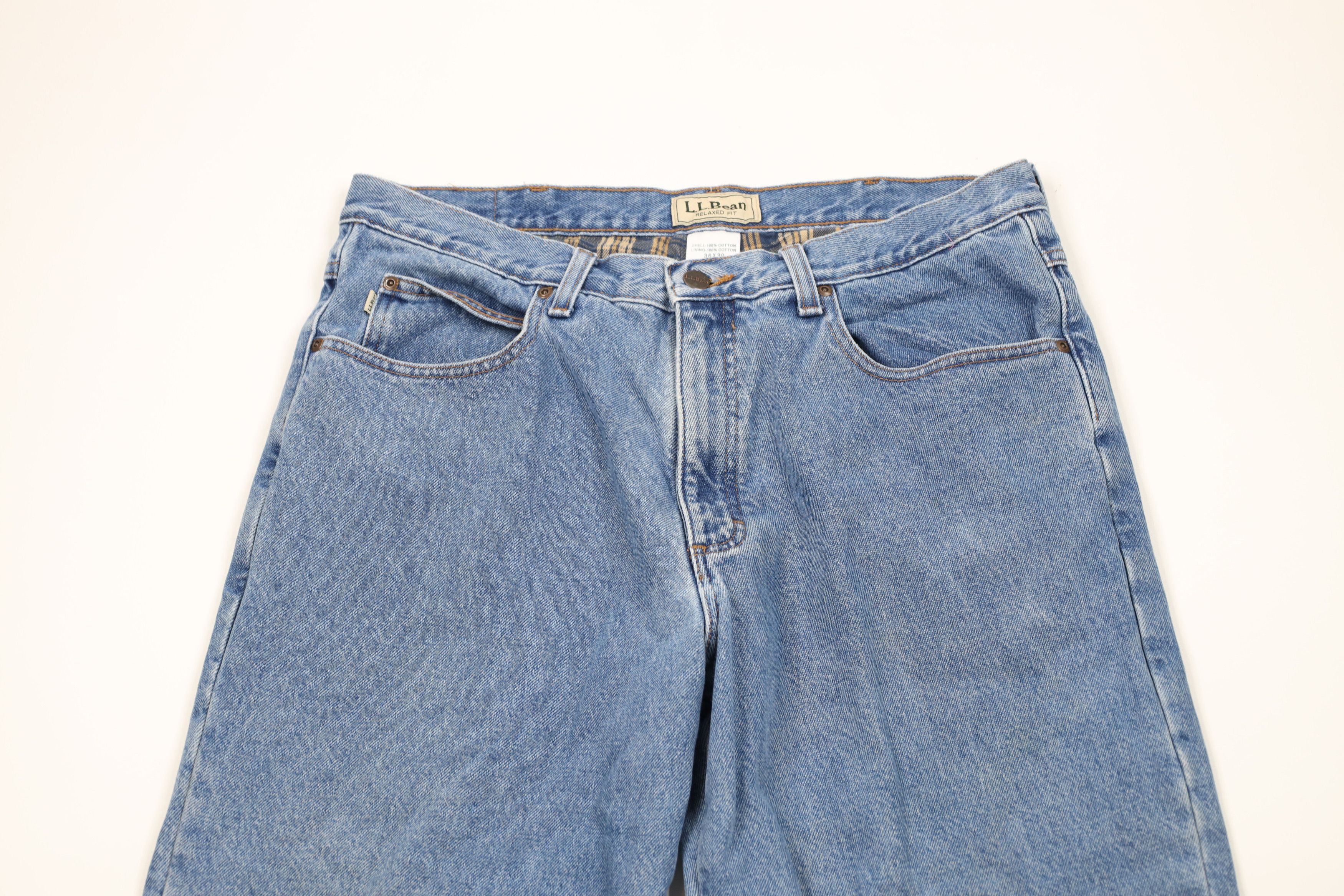 L.L. Bean × Vintage Vintage LL Bean Relaxed Fit Flannel Lined Denim Jeans Blue Size US 36 / EU 52 - 3 Thumbnail