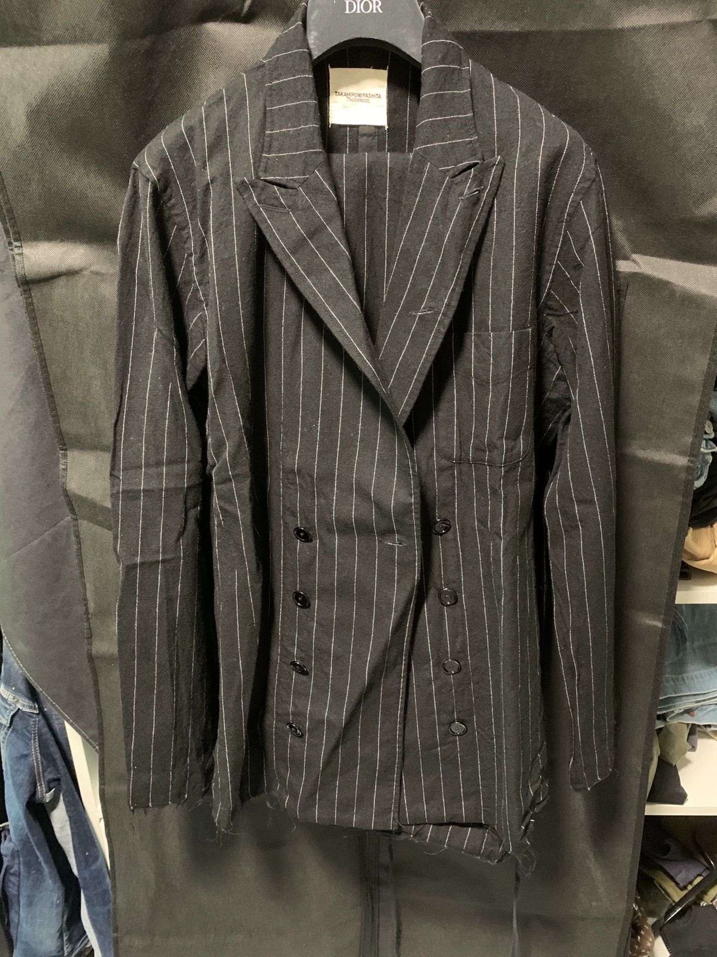 Takahiromiyashita The Soloist. the soloist casual blazer distressed striped 46 Size 46R - 1 Thumbnail