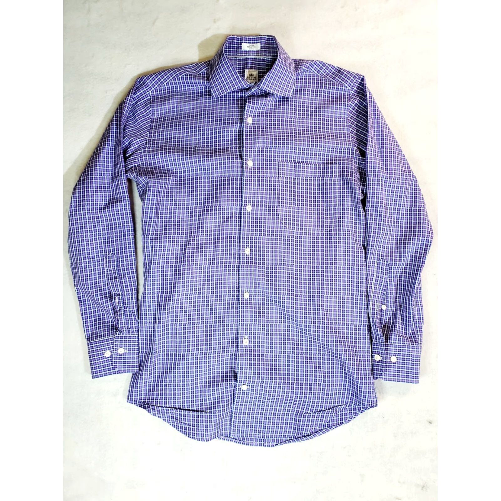 Peter Millar Peter Millar Signature Mens Sm Long Sleeve Button-up Shirt Plaid 100% Cotton Size US S / EU 44-46 / 1 - 2 Thumbnail