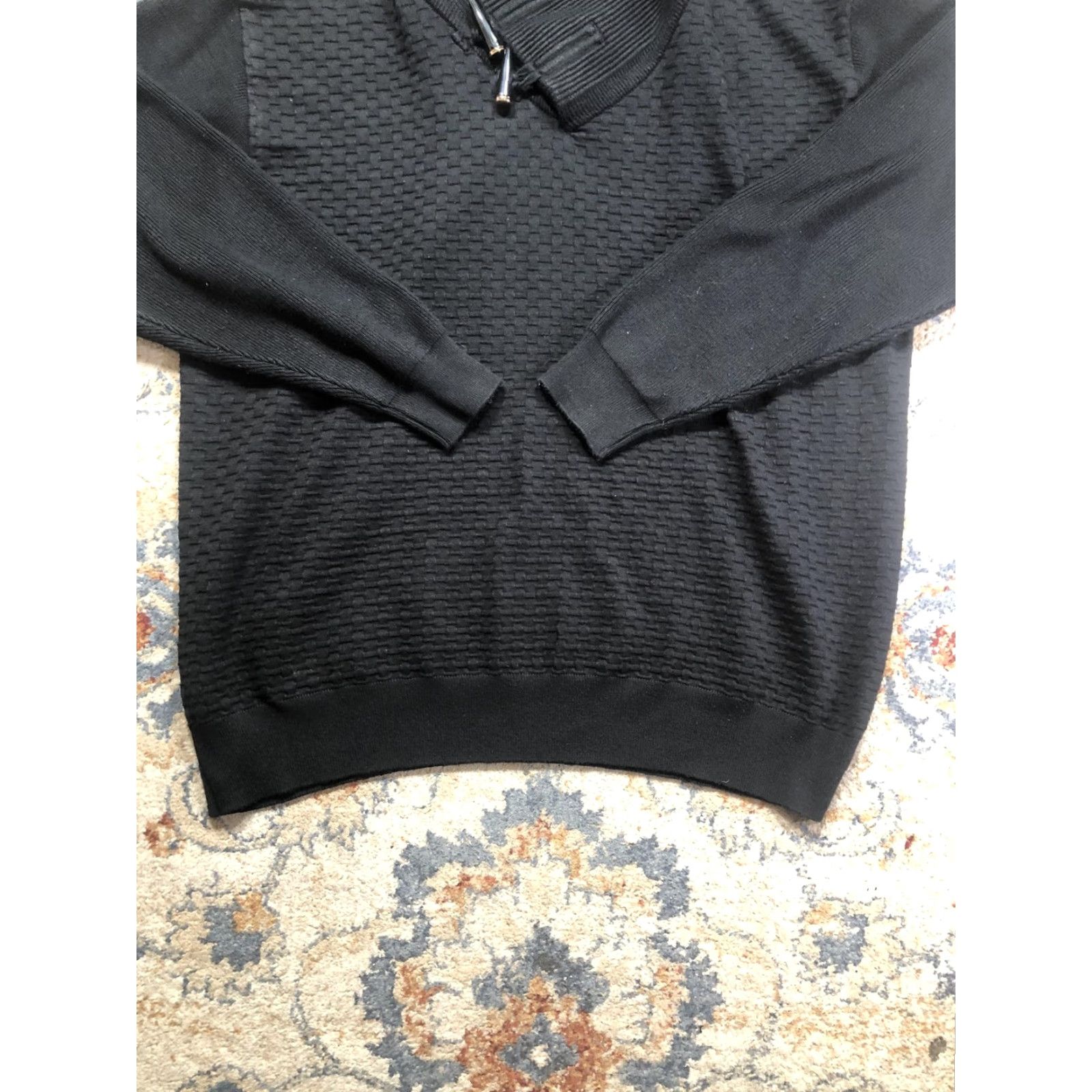 Vintage Michael Irvin Sweater Mens 4XL Black High Neck Toggle Textured Knit Pullover Size US XXL / EU 58 / 5 - 5 Thumbnail