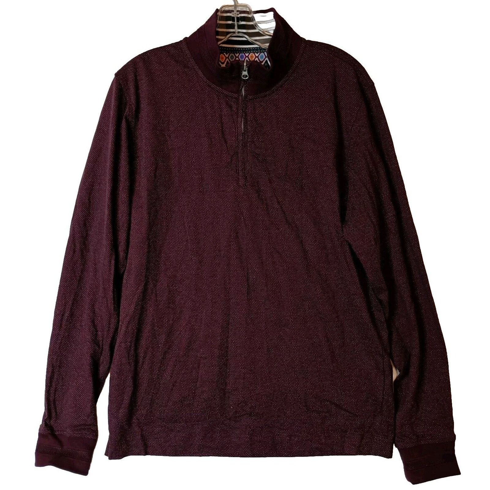 Robert Graham Robert Graham 1/4 Zip Pullover Men's M Berry Classic Fit Size US M / EU 48-50 / 2 - 1 Thumbnail