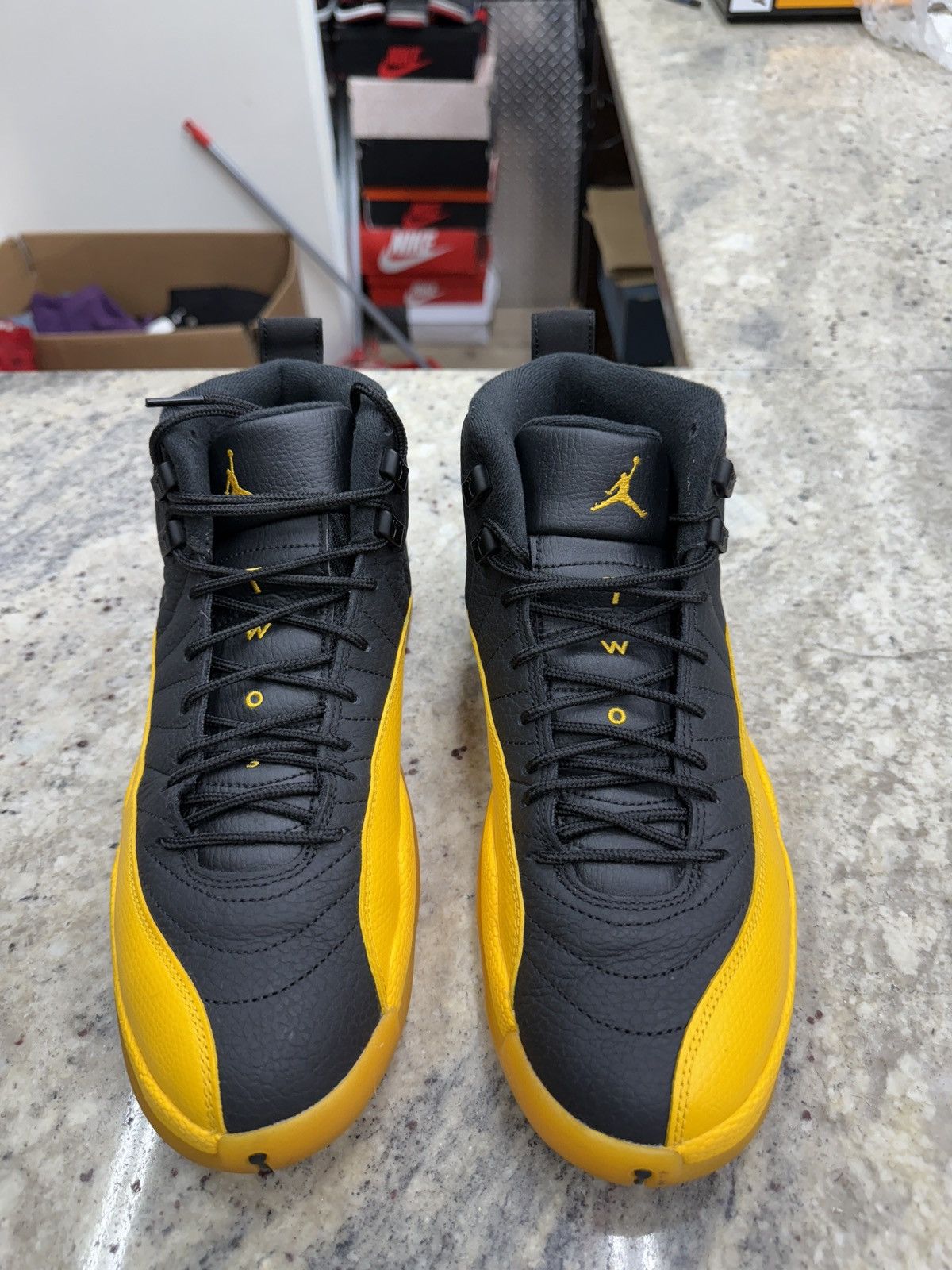 Jordan Brand Jordan 12 Retro Black University Gold Sneakers Size US 9 / EU 42 - 3 Thumbnail