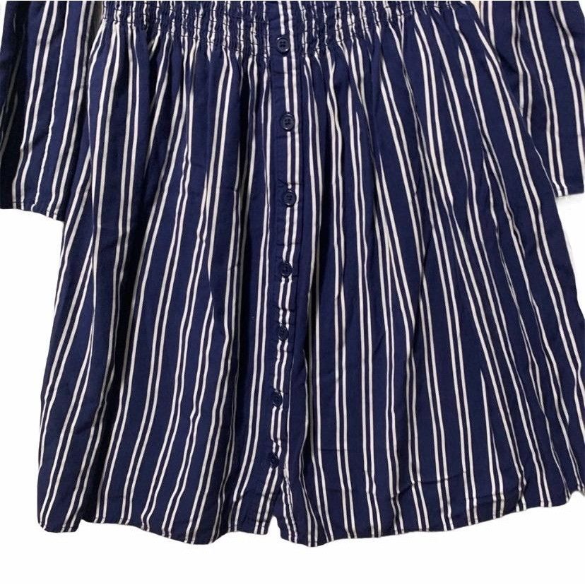 BB Dakota Jack By BB Dakota Navy Striped Boho Rayon Top XS Size XS / US 0-2 / IT 36-38 - 3 Thumbnail