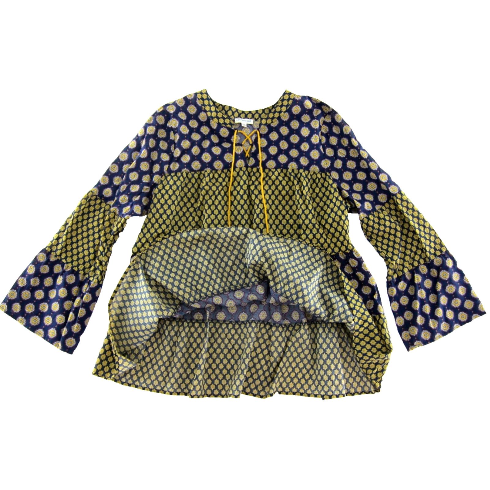 Vintage Earthbound Blouse 100% Cotton Floral Long Sleeve Peasant XXL Blue Yellow Red Size XXL / US 16-18 / IT 52-54 - 5 Thumbnail