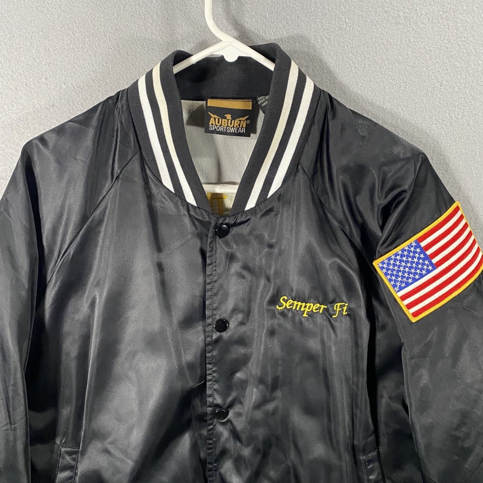 Auburn Sportswear Semper Fi The Few Proud Marines Blk Bomber Jacket Mens Large Size US L / EU 52-54 / 3 - 3 Thumbnail