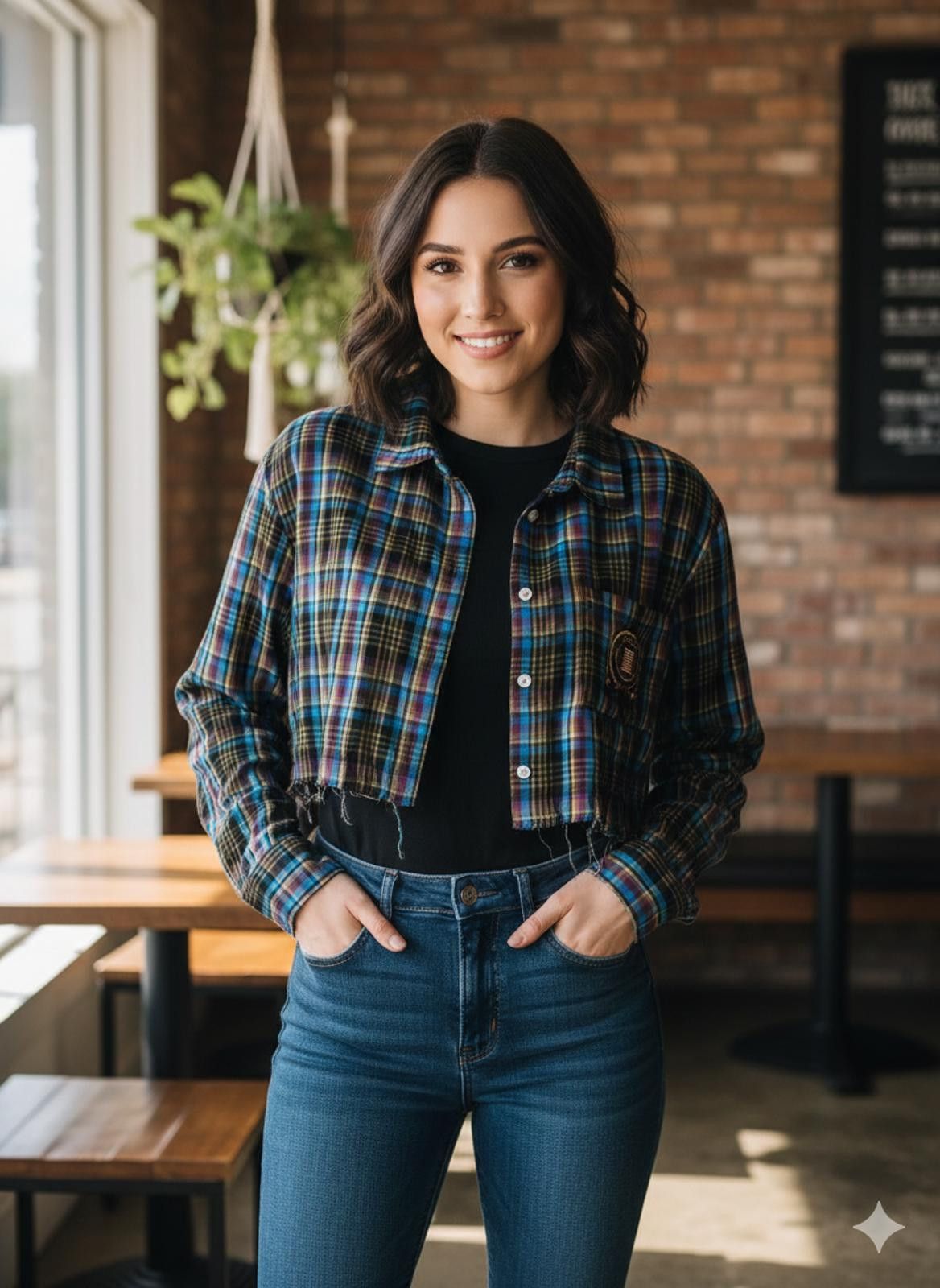 Other Savage X Fenty Cropped Plaid Button-Up Shirt Pocket Patch XL Size XL / US 12-14 / IT 48-50 - 1 Thumbnail