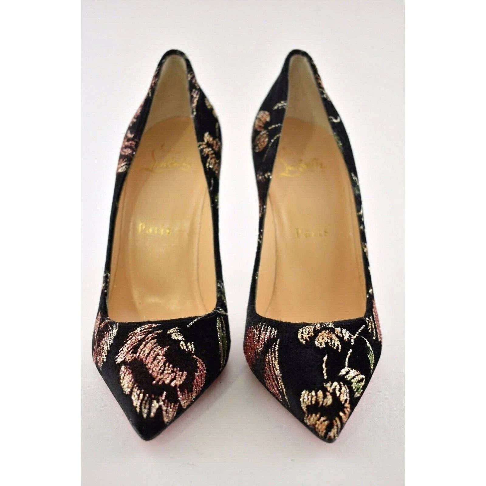 Christian Louboutin Christian Louboutin Pigalle Follies 100 Black Velvet Red Size US 7.5 / IT 37.5 - 5 Thumbnail