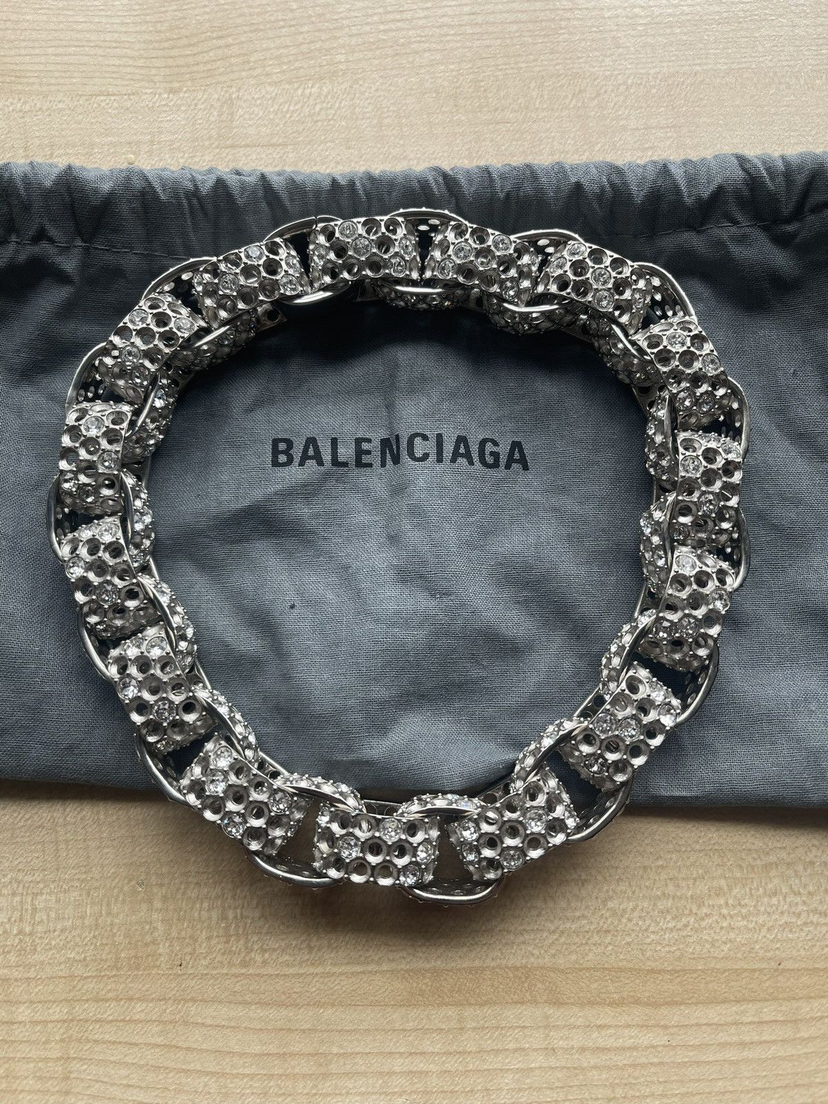 Balenciaga 2021 Balenciaga Afterworld Silver/Crystal Choker Necklace Size ONE SIZE - 1 Thumbnail