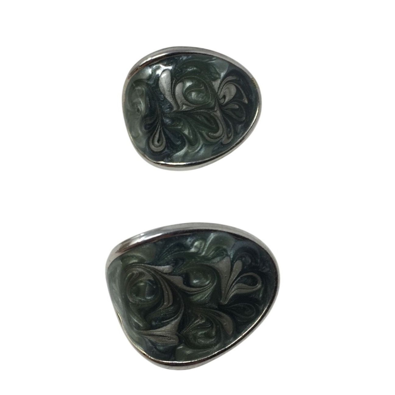 Other Women's Silver Toned Enamel Earrings with Green Blue Swirl D Size ONE SIZE - 17 Thumbnail