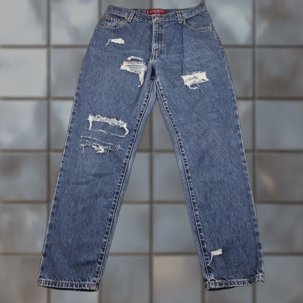 Levi's Levi's 550 Jeans Womens 12 Blue Relaxed Fit Tapered Leg Distressed High Rise Vintage No Size 34" / US 12 / IT 48 - 1 Thumbnail