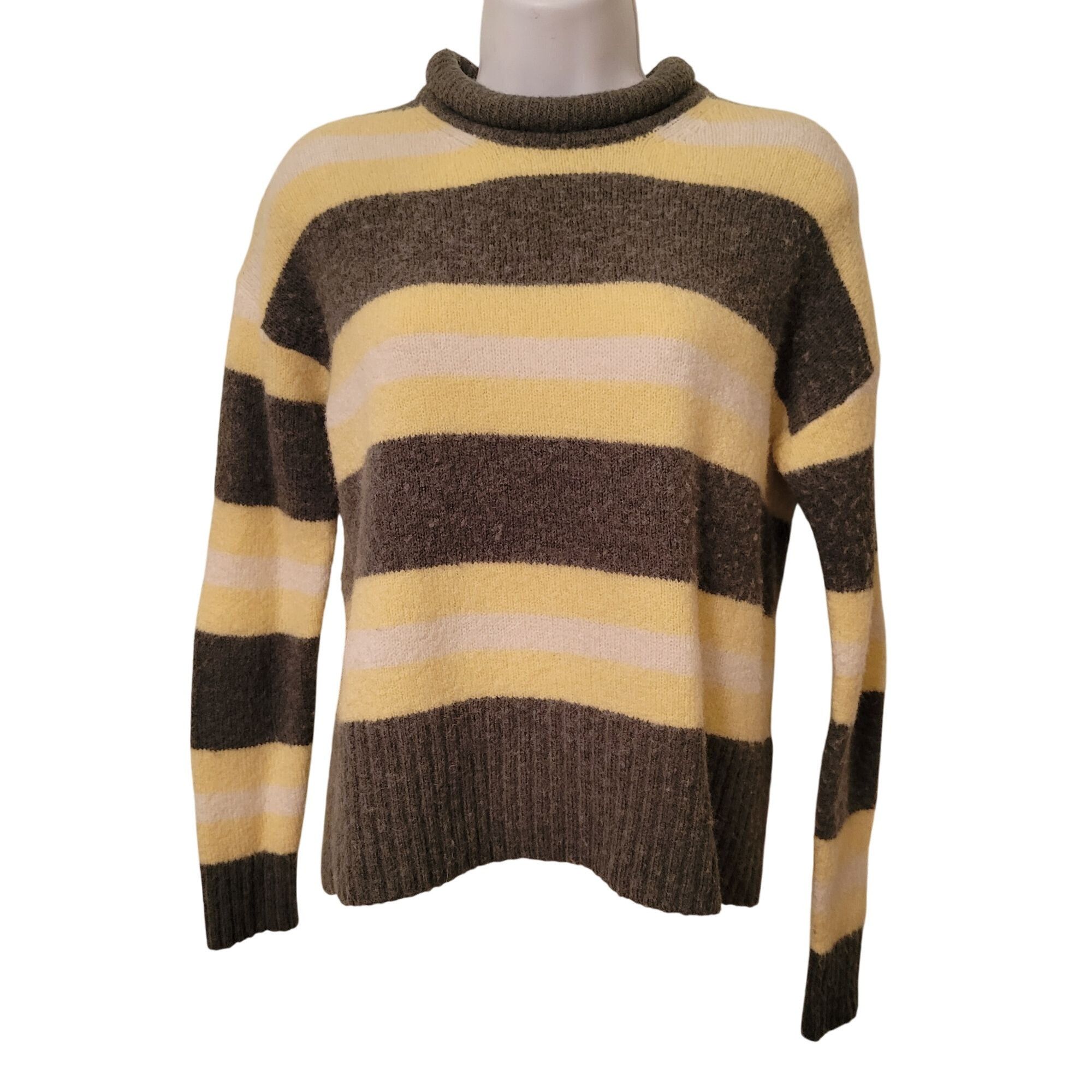 Madewell Madewell Striped Sweater XS Alpaca Wool Yellow Green FULTON Size XS / US 0-2 / IT 36-38 - 2 Thumbnail