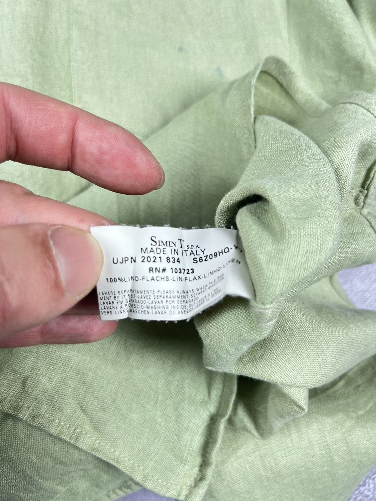 Armani Vintage Armani Jeans Linen Shirt ShortSleeve Button Up Green Size US M / EU 48-50 / 2 - 10 Thumbnail
