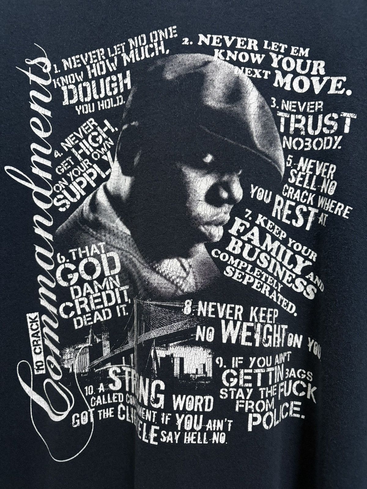 Rap Tees × Vintage 2000's Notorious Biggie Smalls - 10 Commandments T-Shirt Size US XL / EU 56 / 4 - 4 Thumbnail