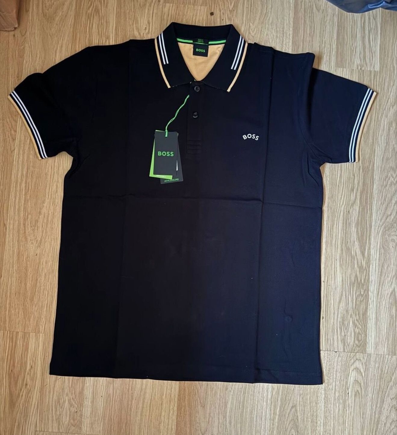 Hugo Boss Boss Polo Shirt Black and Beige Colors L Size Size US L / EU 52-54 / 3 - 1 Thumbnail