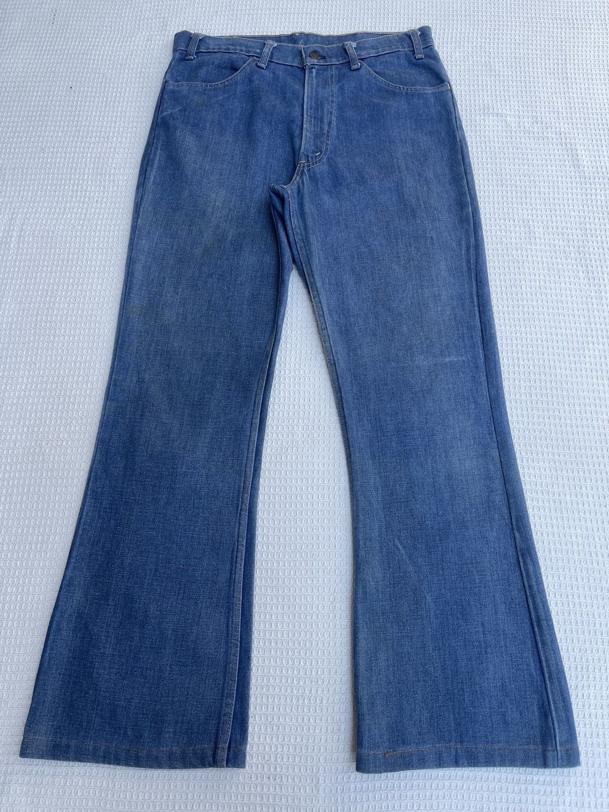Levi's Rare🔥Vtg 70s Levis Orange Tab Flared Light Blue Jeans Size US 33 - 2 Thumbnail