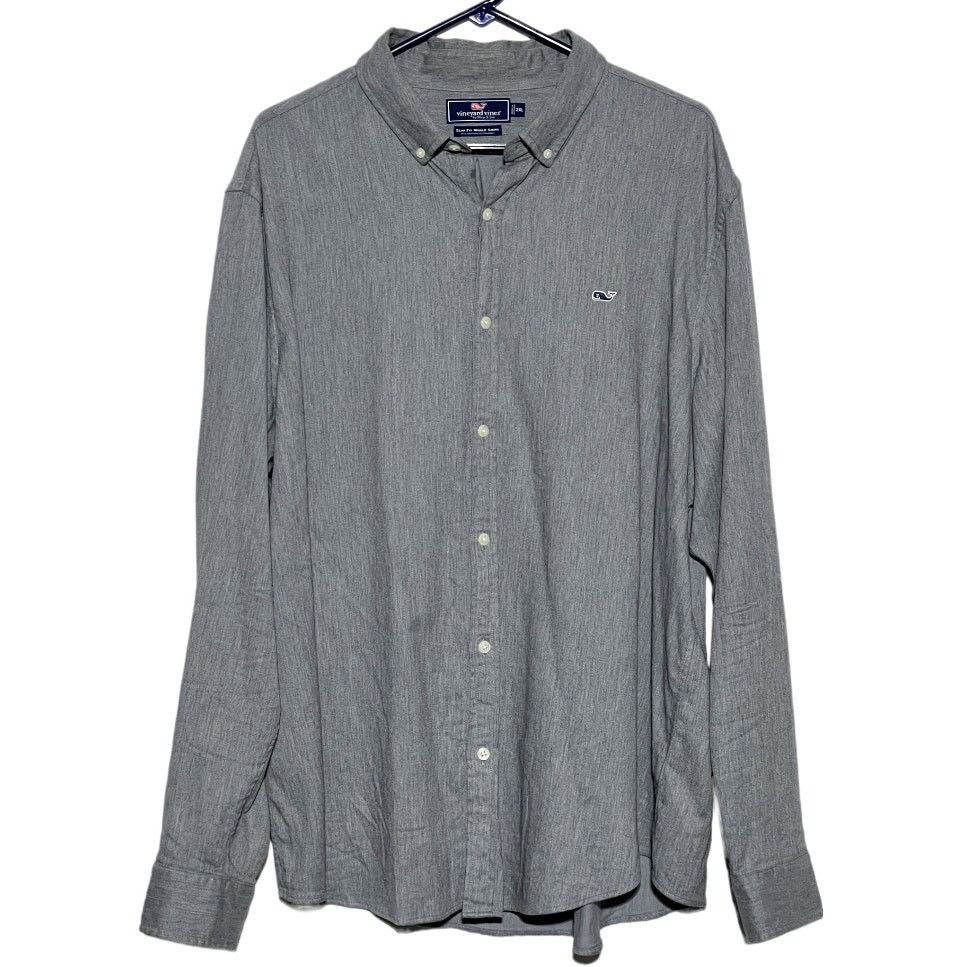 Vineyard Vines Vineyard Vines Men's Grey Button Slim Fit Whale Shirt Sz 2XL Size US XXL / EU 58 / 5 - 5 Thumbnail