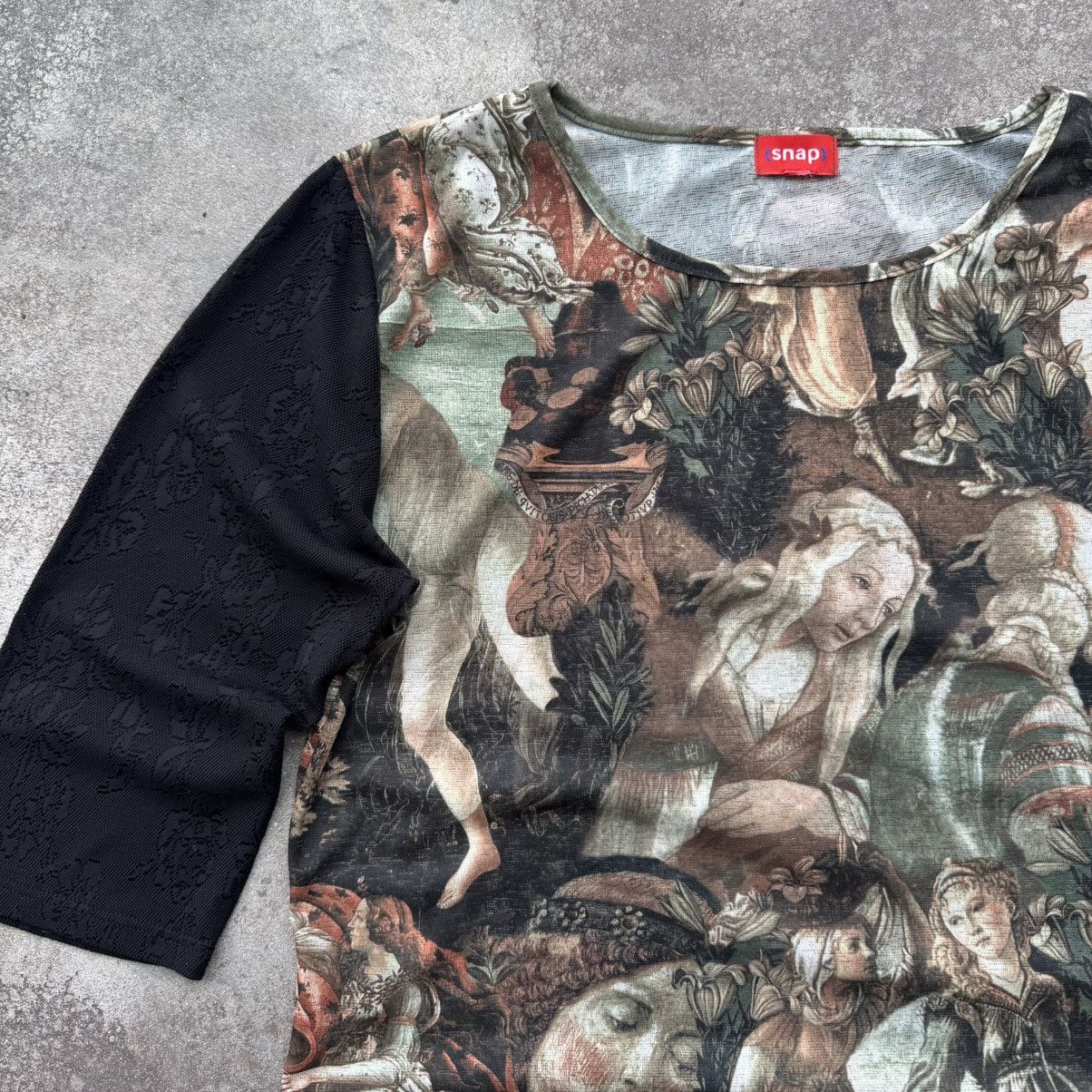 Hysteric Glamour Virgin Maria Printed Vintage Y2K Mesh 3/4 Sleeve Top Size M / US 6-8 / IT 42-44 - 3 Thumbnail