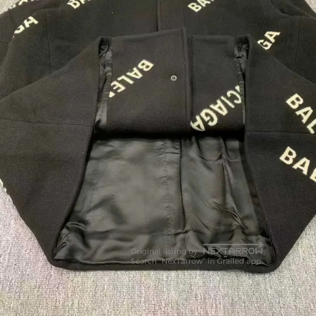 Balenciaga black wool coat with logo print. Size US S / EU 44-46 / 1 - 5 Thumbnail
