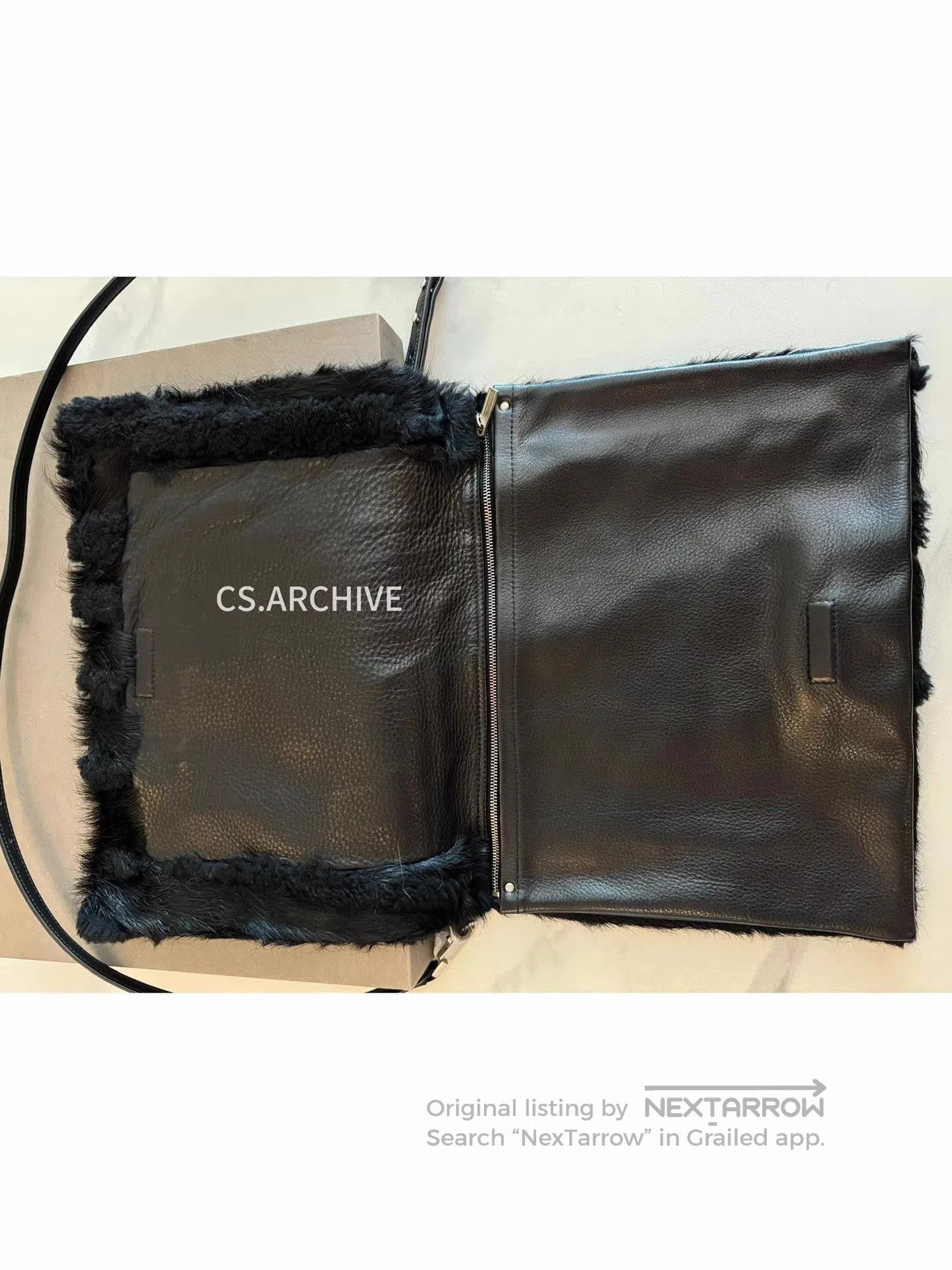Rick Owens Black Furry Crossbody Bag with Metal Accent. Size ONE SIZE - 4 Thumbnail