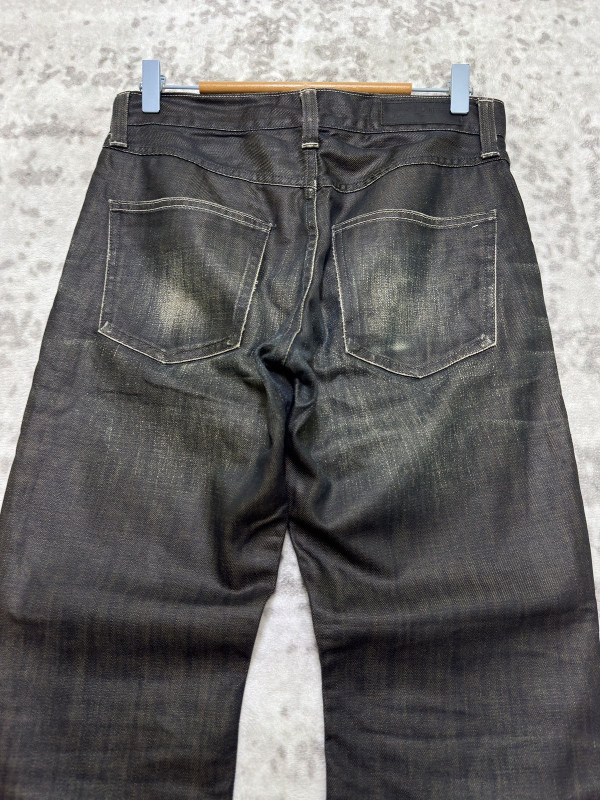 Japanese Brand Vintage Back Number Waxed Coated Clawmark Denim Jeans Size US 30 / EU 46 - 9 Thumbnail