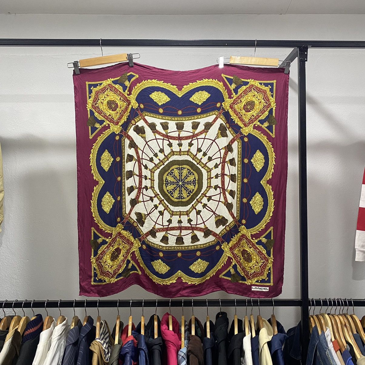 Lancel 35” x 35” Silk Satin Scarf 90s LV CK