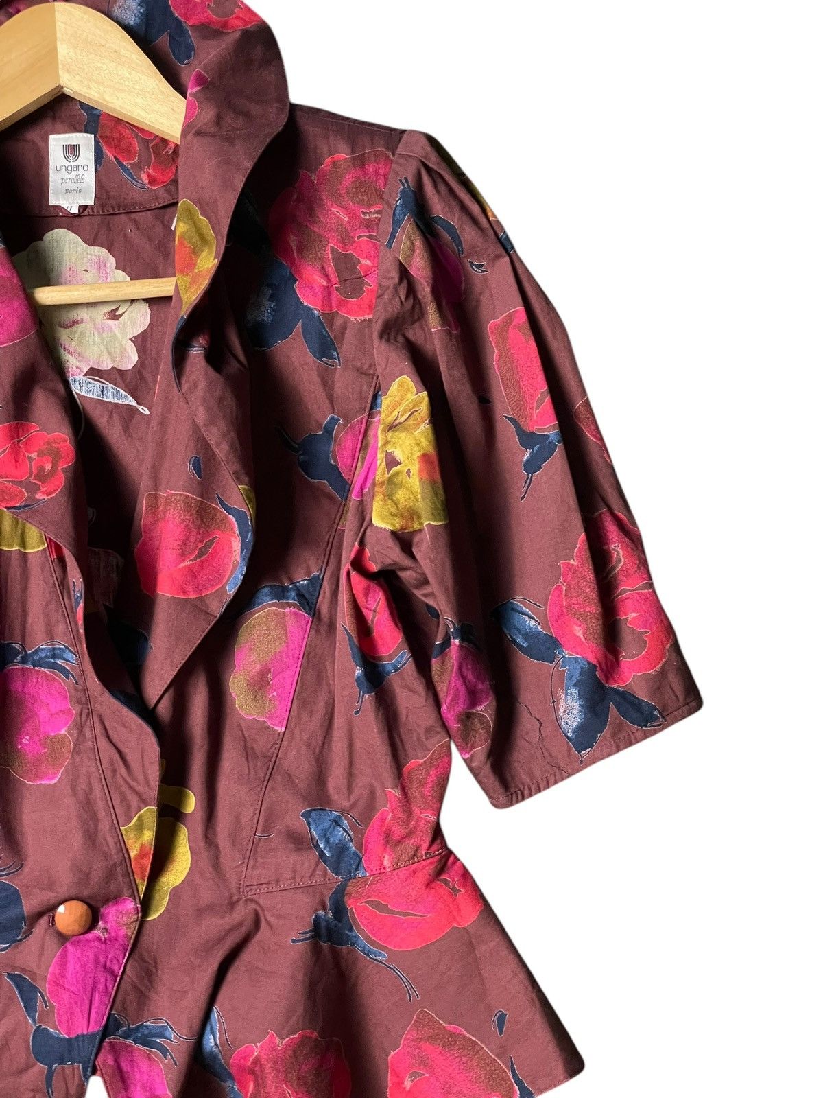 Designer × Ungaro Paris × Vintage Vintage UNGARO Paris Abstract Floral Top (96) Size L / US 10 / IT 46 - 3 Thumbnail