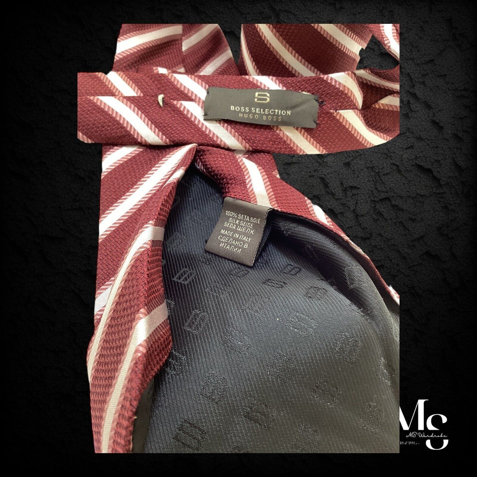 Hugo Boss BOSS HUGO BOSS Selection Trifold Purple Striped Silk Tie Ita Size ONE SIZE - 7 Thumbnail