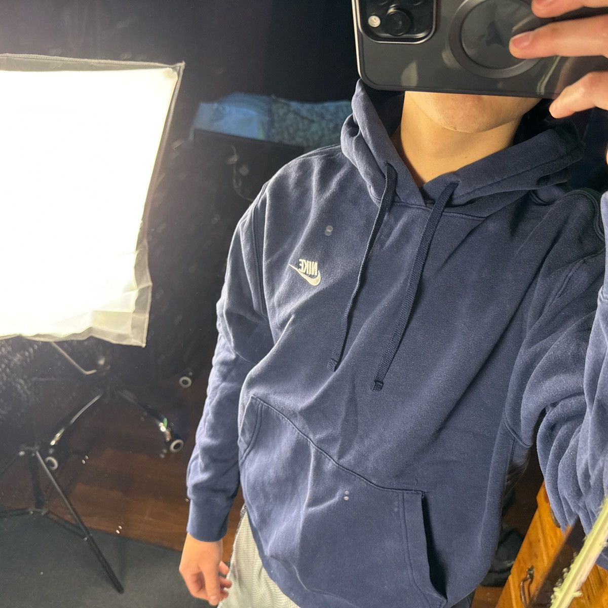 Nike Y2K Navy blue nike swoosh hoodie Size US M / EU 48-50 / 2 - 4 Thumbnail