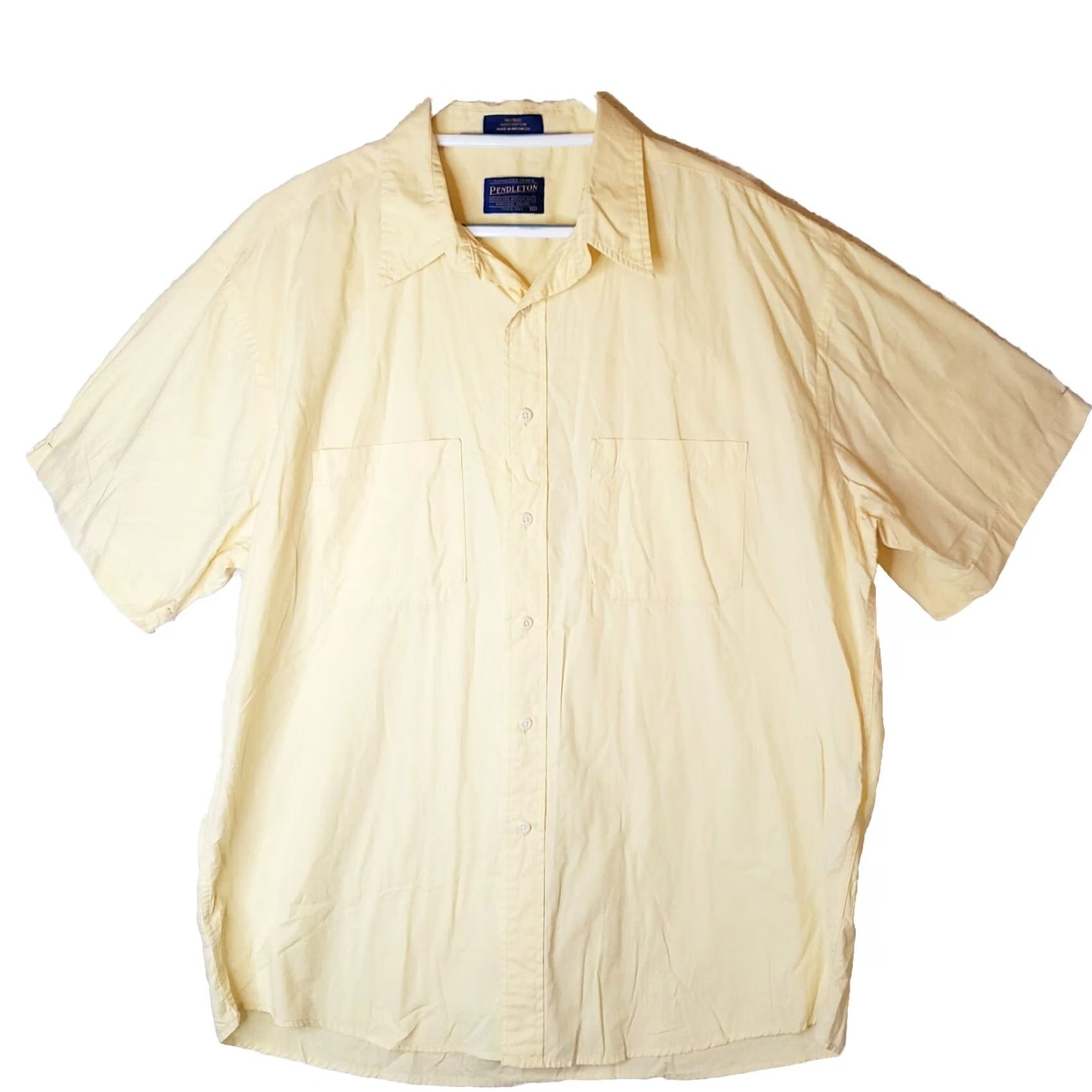 Pendleton Pendleton Shirt Men's XL Yellow Short Sleeve Button-Up 100% Cotton Chambray Fashionable Casual Business Classic Vintage-None Size US XL / EU 56 / 4 - 2 Thumbnail